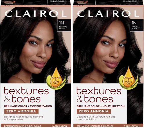 Miniatura 19 de Clairol Textures & Tones - Tinte permanente para el cabello, color de cabello negro sedoso 1B, paquete de 1 unidad 1B negro sedoso