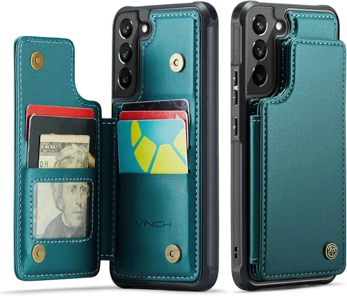 Miniatura 12 de Vinich Funda tipo cartera para Samsung Galaxy S22 Plus con tarjetero y ranuras de crédito con bloqueo RFID, función atril, a prueba de golpes