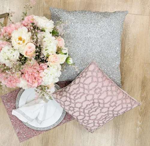 Miniatura 4 de Almohada de celosía, diamantes de imitación brillantes en terciopelo suave, inserto de fibra hipoalergénica, funda lavable, única, decoración