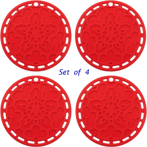 Miniatura 3 de Silicone Hot Pads (juego de 4) - 6 en 1 herramienta de cocina multipropósito, soporte para recipientes, protector de salpicador, cobertor