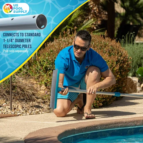 Miniatura 6 de U.S. Pool Supply Cepillo de piscina de 13 pulgadas con cerdas de goma y borde de escobilla – Seguro para revestimientos de vinilo, ideal