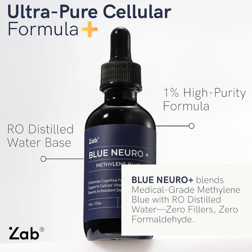 Miniatura 3 de ZAB Suplemento de gotas azul de metileno grado USP 1% para humanos, grado farmacéutico azul metileno 10 mg por porción, para memoria, enfoque