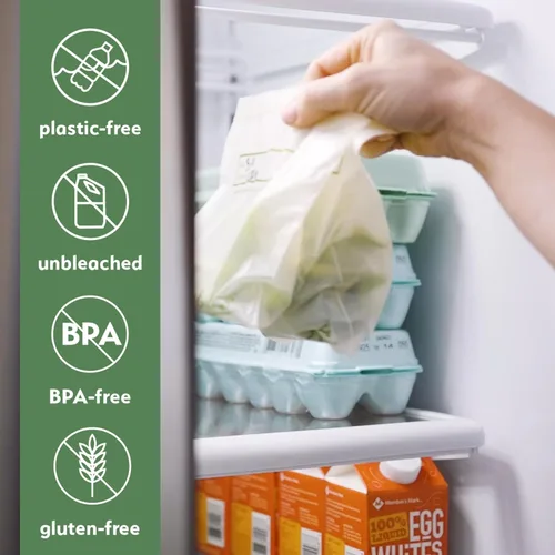 Miniatura 5 de Bolsas de almacenamiento de alimentos 100% compostables [Paquete de 150 aperitivos] Bolsas ecológicas para congelador, bolsas resellables