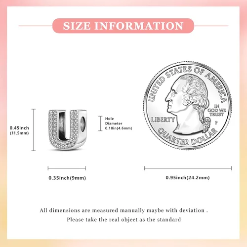 Miniatura 101 de PARCOM Dijes de letras compatibles con pulseras Pandora de plata esterlina S925 con iniciales para pulseras del alfabeto A-Z, cuentas de letras