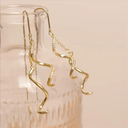 Miniatura 4 de Sonateomber Aretes de cadena larga de oro para mujer, aretes de hilo colgantes de moda, regalo de joyería