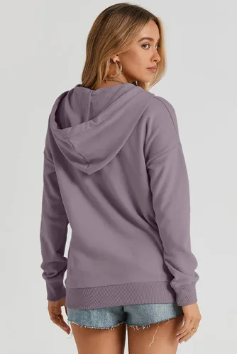 Miniatura 5 de Dokotoo Sudaderas con Capucha para Mujer 2025 con Cuello de Botón Cordón Ajustable Sudadera con Capucha Pullover Casual de Manga Larga Tops Camisetas
