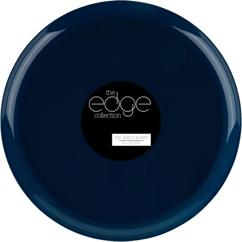 [30 unidades de 8.6 pulgadas] Platos de fiesta de plástico azul oscuro Colección Edge Collection Premium pesado elegante vajilla desechable