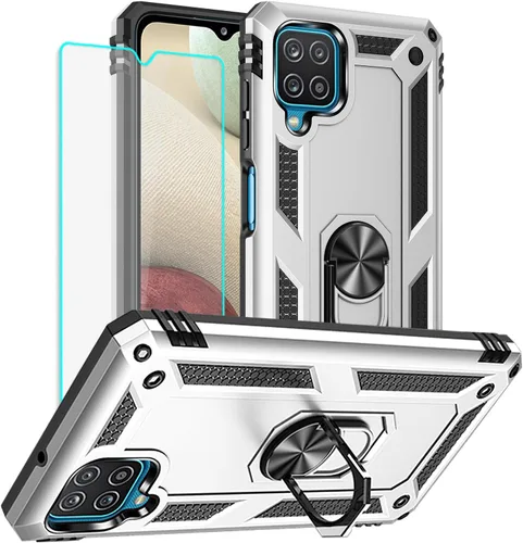 Miniatura 24 de Yiakeng Funda para teléfono Galaxy A12, Samsung A12 con protector de pantalla HD, fundas protectoras de grado militar con anillo para Samsung Galaxy