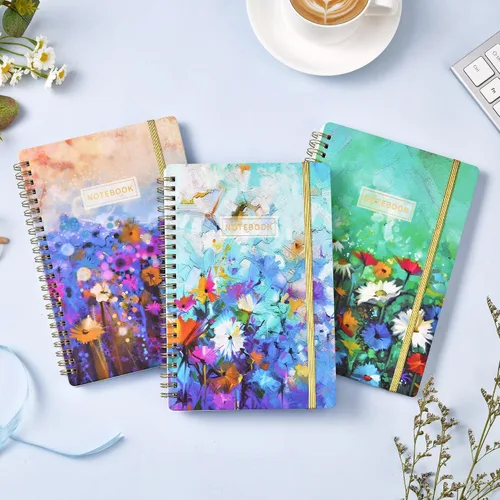 Miniatura 2 de Cuaderno en Espiral - Paquete de 3 Cuadernos A5 con Renglones, 21 x 15 cm, 3 × 160 Páginas, Diario para Mujeres, Cuaderno con Renglones