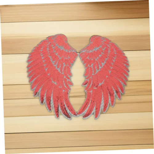 Miniatura 6 de 2 Pairs Red Self-Adhesive Embroidered Angel Wings Patches with Sequin Shine for Clothes Bags Jackets DIY Sewing Decoration
