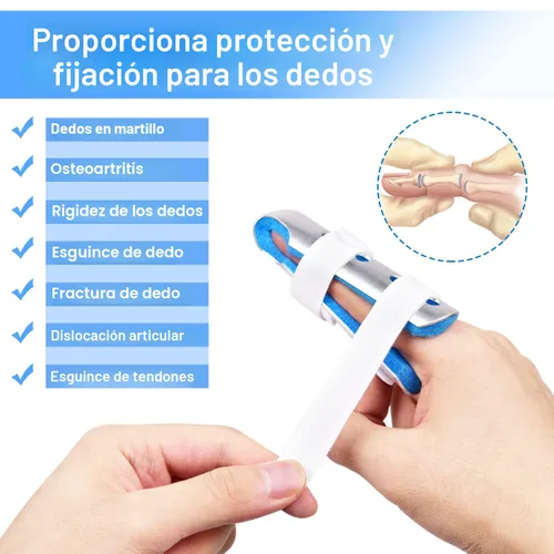 Miniatura 3 de Sopito - Férula para dedos, 3 piezas, soporte para dedos, estabilizador para dedos fracturados, enderezar nudillos con artritis, inmovilización, azul