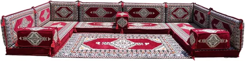 Miniatura 48 de arabicsofa Cojines de piso árabe en forma de U – Sofá tradicional Majlis con sofá otomano