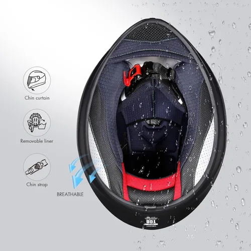 Miniatura 4 de Triangle Casco de doble visera para motocicleta y bicicleta, aprobado por DOT