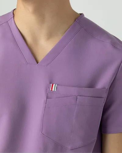 Miniatura 4 de Mediclo Camisa médica médica para hombre - Crevan Essential 3 bolsillos Eco amigable con el medio ambiente FYSEL tela con cuello en V camisa ropa