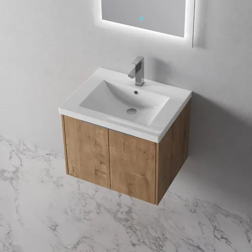 Miniatura 4 de Juego de tocador de baño de 24 pulgadas con lavabo, juego de armario de baño montado en la pared con lavabo de gel y puerta de gabinete de cierre