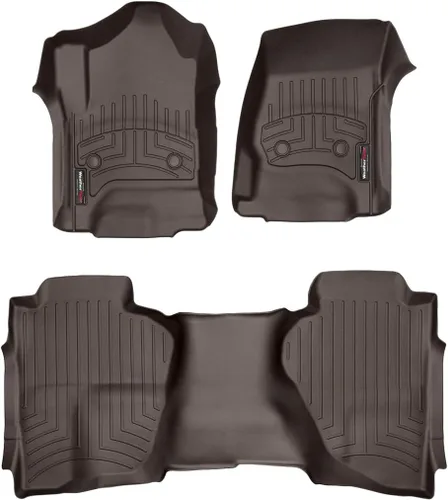 WeatherTech Revestimientos de suelo personalizados para GMC Sierra 2500HD / 3500HD, Silverado 2500HD/3500HD, Silverado LD 1500-1ª y 2ª fila Cocoa