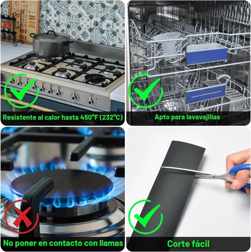 Miniatura 8 de KindGa - Cubierta de silicona para cubrir los espacios entre la mesada y la cocina, cubierta larga para tapar los espacios entre los Negro