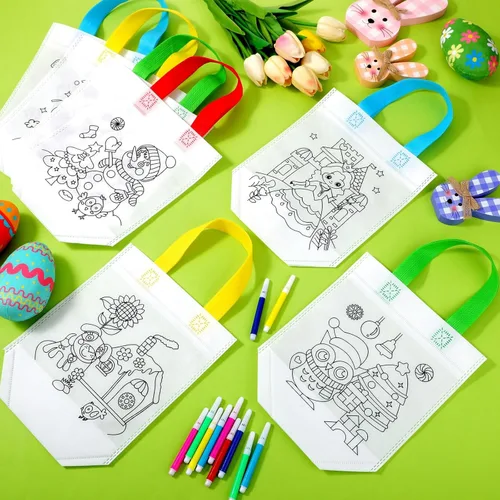 Miniatura 6 de Chunful - 24 bolsas lindas de regalo para colorear, bolsas de regalo para fiestas infantiles, bolsas reutilizables de dibujo para niños, bolsas