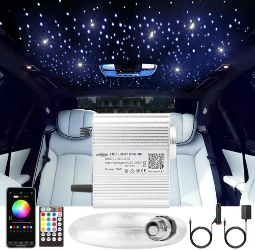 Miniatura 10 de CHINLY Kit de 500 luces de estrella para techo de automóvil, luces de estrella parpadeante para techo de automóvil, kit de luces de techo
