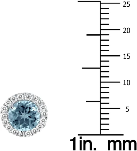 Miniatura 17 de Aretes de tuerca de diamantes naturales y piedras preciosas genuinas de 0.197 in en oro blanco de 14 quilates