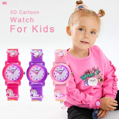 Miniatura 4 de Reloj de pulsera para niños de 3 a 10 años diseño de unicornio de dibujos animados impermeable de silicona para niños pequeños el mejor regalo
