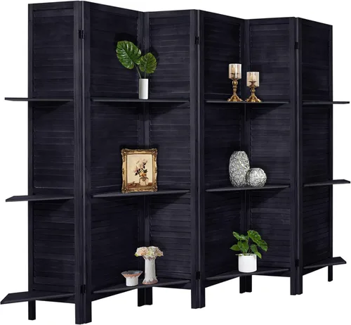 Miniatura 15 de Divisor de habitación con estantes, pantalla de privacidad, separadores de habitación y pantallas de privacidad plegables, separador de separación