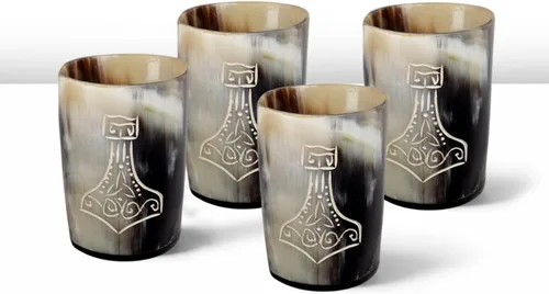 Miniatura 16 de Handicrafts Home Juego de 4 vasos de chupito hechos a mano, patrón entrecruzado de 6.5 onzas, chupitos de whisky vikingo naturales para cócteles