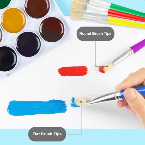 Miniatura 5 de Pinceles de pintura para niños, 16 piezas de pinceles de pintura gordita para niños, juego a granel para manualidades, preescolar lavables para 16