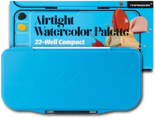 Miniatura 14 de Transon - Paleta de acuarela plegable con tapa de 18 cavidades, 2 áreas de mezcla y 1 bandeja de mezcla grande. También para paleta de pintura
