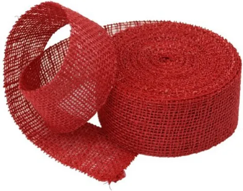 Cinta de yute de arpillera de 2 pulgadas para decoraciones de fiestas, decoración rústica de boda, proyectos de manualidades, color rojo