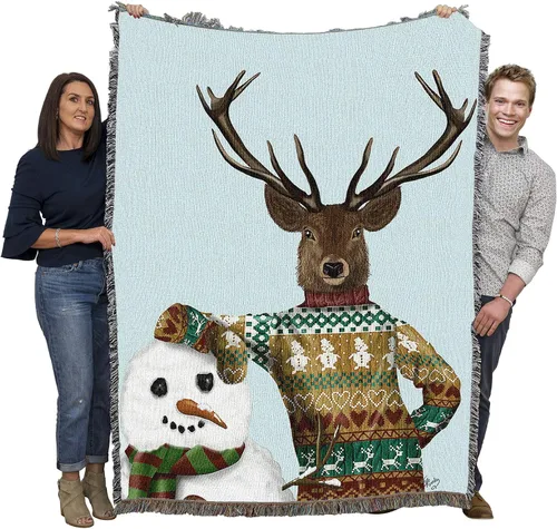 Miniatura 13 de Pure Country Weavers - Cobija con flecos de algodón, tejida, 72 x 54, flores de Navidad, fabricada en EE.UU.