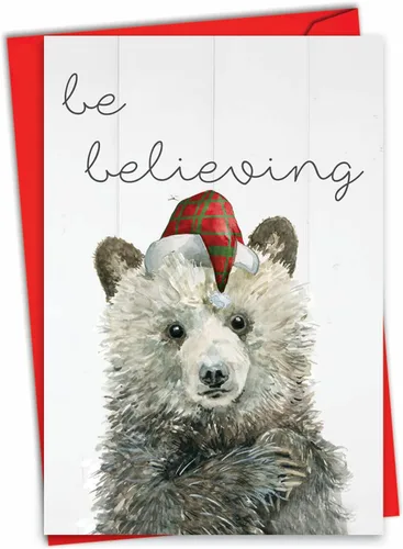 Miniatura 9 de The Best Card Company - Divertida tarjeta de Navidad de animales con sobre - Tarjeta de felicitación para niños, Happy Holidays - Bear Hugs C6327CXSG