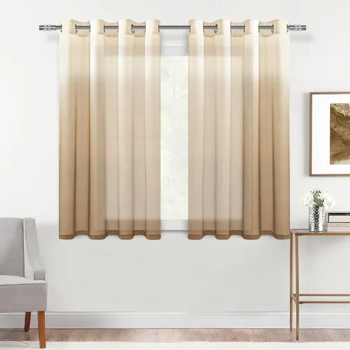 Miniatura 26 de DWCN Cortinas Transparentes Ombré - Cortinas de Lino Sintético con Gradiente Semi Voile con Ojales en la Parte Superior para Dormitorio y Sala