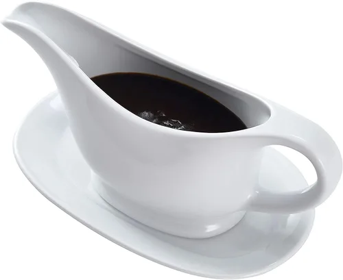 Miniatura 8 de Bruntmor - Recipiente y bandeja de cerámica para salsa, para aderezos de ensalada, leche, caldo, crema, apto para microondas y lavavajillas, 20