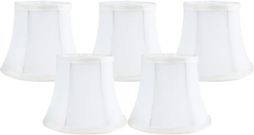 Miniatura 10 de Juego de 2 pantallas de lámpara de araña de seda sintética negra – forma de campana de respaldo suave, ajuste de clip para bombillas de candelabro