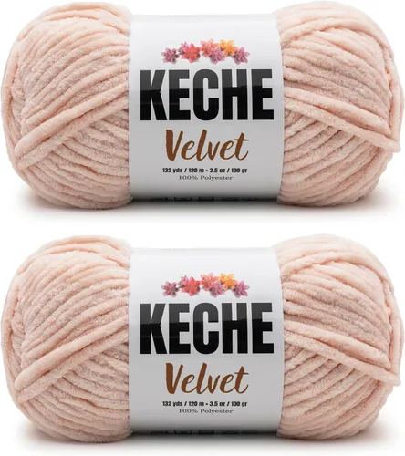Miniatura 20 de Keche Hilo de terciopelo para ganchillo, manta de felpilla suave, voluminosa, hilo amigurumi, 3.53 oz (132 yardas), color azul bebé