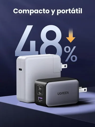 Miniatura 4 de UGREEN Nexode Cargador de pared GaN USB C de 65W, adaptador de corriente compacto plegable de 3 puertos y carga rápida para iPhone serie 17/16/15