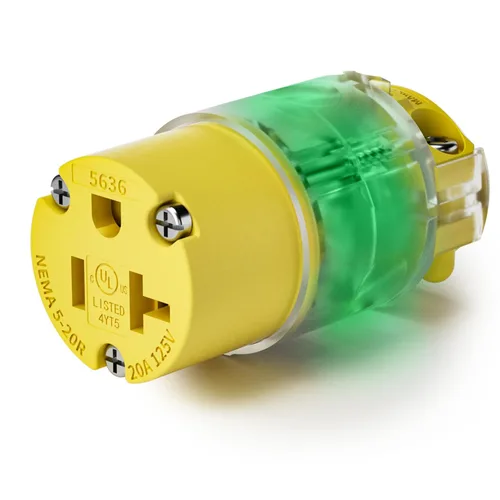 Miniatura 9 de 1 paquete de extremos de repuesto para cable de extensión de 20 amperios iluminados 120-125 voltios, NEMA 5-20R, 2 polos 3 cables, hoja recta