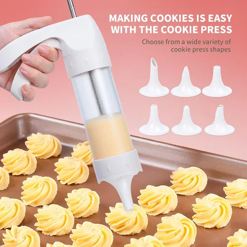 Miniatura 2 de Kit de pistola de prensa de galletas, prensa de galletas Spritz, máquina de galletas, acero inoxidable y plástico, con 12 discos de galletas y 6