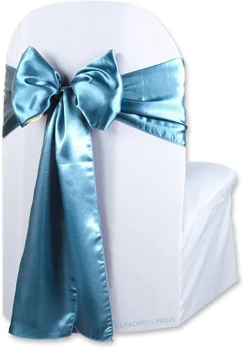 Miniatura 8 de Funda de satén para silla con lazo – Elegantes fajas para bodas, banquetes, recepciones, eventos especiales, restaurantes y fiestas – 28 opciones