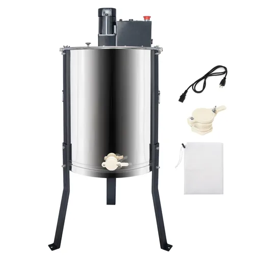 Miniatura 8 de BeeCastle Extractor eléctrico de miel de 3 marcos, equipo de procesamiento de miel de acero inoxidable, girador de tambor de panal alimentado