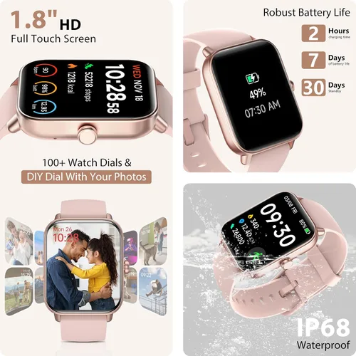 Miniatura 6 de Smart Watch for Women (Alexa Built-in & Bluetooth Call), 1.8" Smartwatch with SpO2Heart RateSleepStress Monitor, CalorieStepDistance Counter, 100