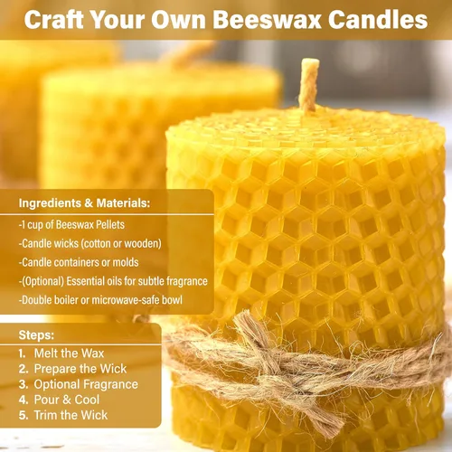 Miniatura 5 de Gránulos de cera de abejas amarillas de 2 libras a granel 100% puro y natural, triple filtrado para el cuidado de la piel, cara, cuerpo y cabello