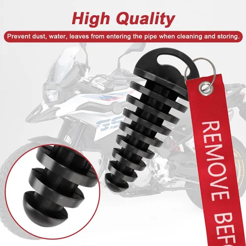 Miniatura 4 de Hoedia - Tapón de lavado de escape para silenciador, paquete de 2 tapones de lavado con 2 serpentinas, se adapta a la mayoría de motocicletas de 2