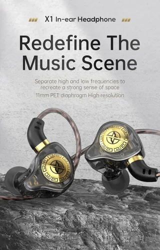 Miniatura 2 de FEDAI Auriculares con monitor de oído X1, auriculares con cable de sonido superior 1DD, auriculares profesionales con aislamiento de sonido