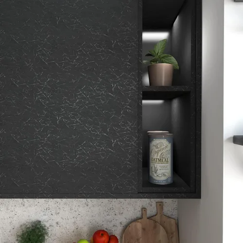 Miniatura 8 de Cohoo Home Papel pintado de seda negra para despegar y pegar para dormitorio Papel de contacto texturizado sólido negro para gabinetes y cajones
