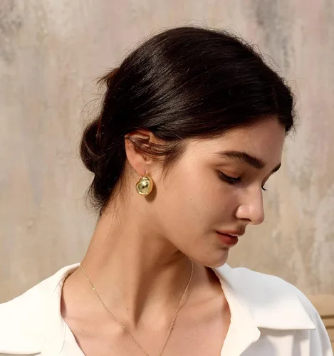 Miniatura 9 de Aretes de aro gruesos de oro para mujer, chapados en oro de 14 quilates, aretes de aro triple, hipoalergénicos, a la moda, aretes de aro gruesos