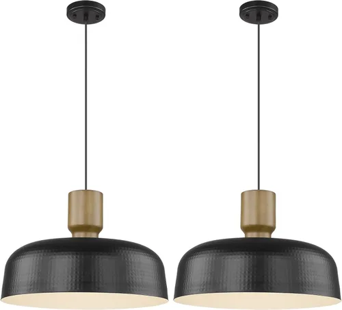 Miniatura 18 de Luces Colgantes de Estilo Rústico, Lámparas Colgantes Ajustables con Pantalla de Metal Martillado, Iluminación Colgante de 18.1 Pulgadas para Isla