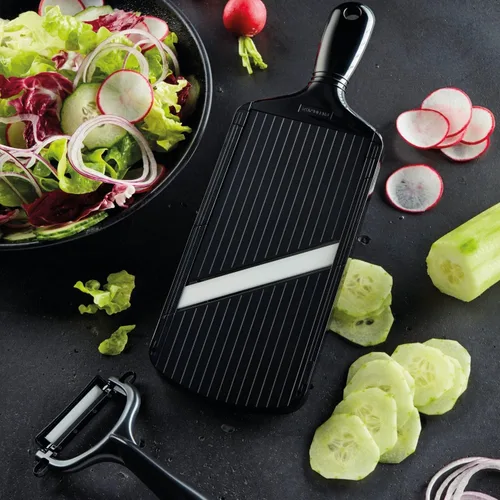 Miniatura 2 de Kyocera Advanced, cortador de verduras cerámico, doble filo, con protector, Negro