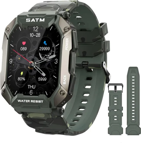 Relojes inteligentes para hombres, reloj de fitness de 1.71 pulgadas con monitor de presión arterial de frecuencia cardíaca, reloj inteligente